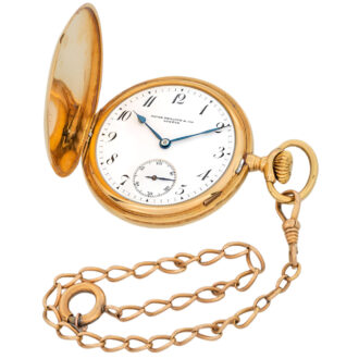 Swiss gold full hunter pocket watch with box Circa 1900
