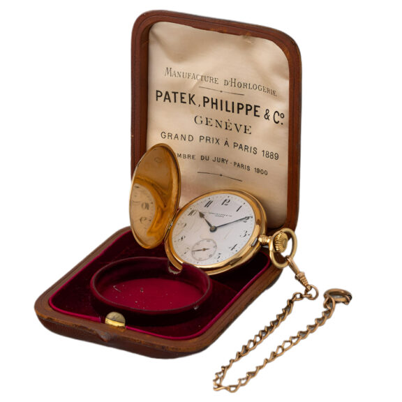 Swiss gold full hunter pocket watch with box Circa 1900 Swiss gold full hunter pocket watch with box Circa 1900