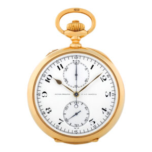 Swiss 18K gold open faced chronograph watch Circa 1928