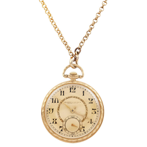 Swiss 18K yellow gold open faced pocket watch Circa 1920 Swiss 18K yellow gold open faced pocket watch Circa 1920