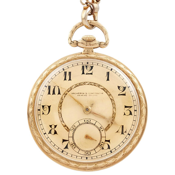 Swiss 18K yellow gold open faced pocket watch Circa 1920