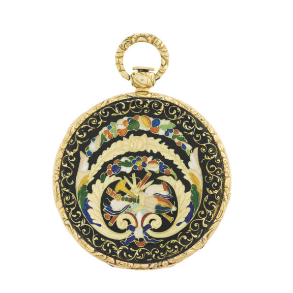 Swiss enamel flowers Breguet hunting cased pocket watch Circa 1840