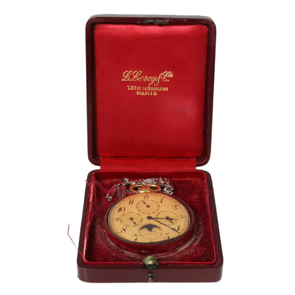 French gold open faced complicated pocket watch Circa 1920 French gold open faced complicated pocket watch Circa 1920