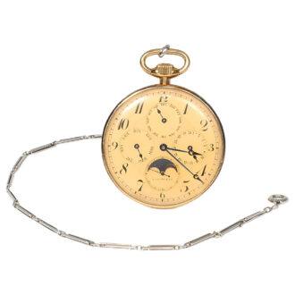 French gold open faced complicated pocket watch Circa 1920