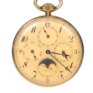 French gold open faced complicated pocket watch Circa 1920