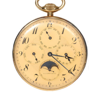 French gold open faced complicated pocket watch Circa 1920
