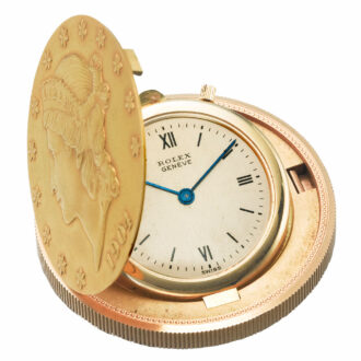 Swiss 18k ryellow gold twenty dollar coin watch Circa 1975