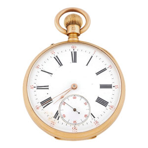 Swiss 18K yellow gold open faced pocket watch Circa 1883