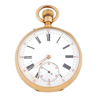 Swiss 18K yellow gold open faced pocket watch Circa 1883