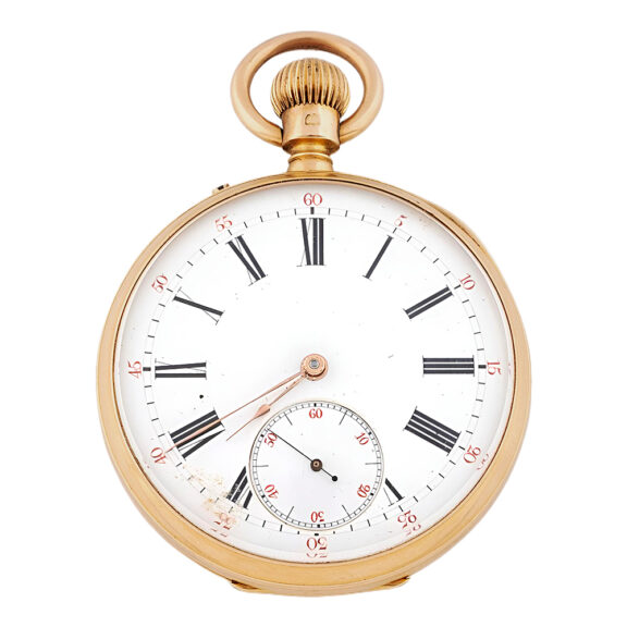 Swiss 18K yellow gold open faced pocket watch Circa 1883 Swiss 18K yellow gold open faced pocket watch Circa 1883