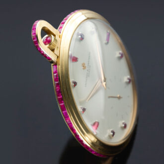 Swiss 18 carat pink gold ruby set lever dress watch Circa 1959
