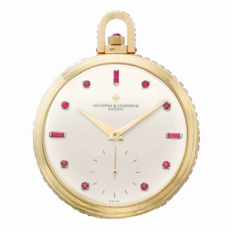 Swiss 18 carat pink gold ruby set lever dress watch Circa 1959