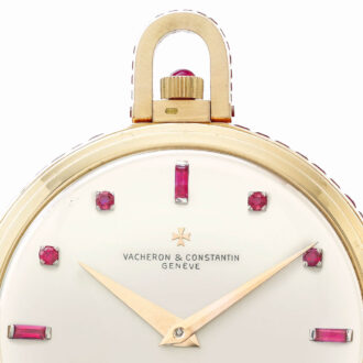 Swiss 18 carat pink gold ruby set lever dress watch Circa 1959
