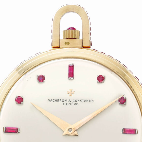 Swiss 18 carat pink gold ruby set lever dress watch Circa 1959 Swiss 18 carat pink gold ruby set lever dress watch Circa 1959