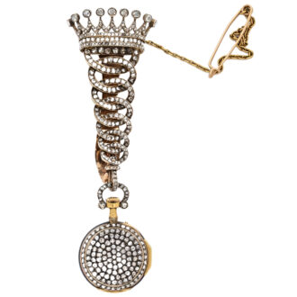 French 18K gold pendant watch with chatelaine Circa 1880