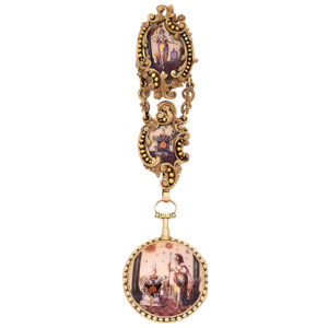 French gold and enamel watch with chatelaine Circa 1780
