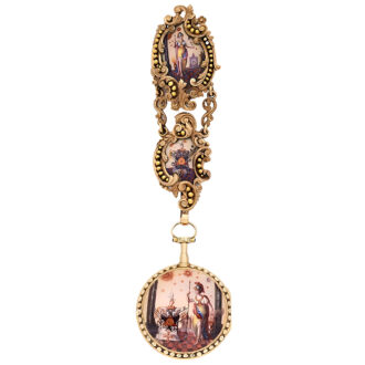 French gold and enamel watch with chatelaine Circa 1780