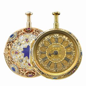 English gold diamond set quarter repeating watch Circa 1730