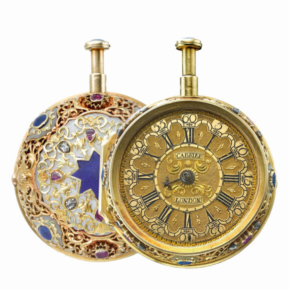 English gold diamond set quarter repeating watch Circa 1730