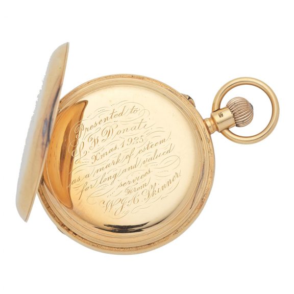 English 18 carat gold lever with centre seconds Circa 1905 English 18 carat gold lever with centre seconds Circa 1905