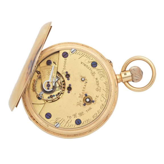 English 18 carat gold lever with centre seconds Circa 1905 English 18 carat gold lever with centre seconds Circa 1905