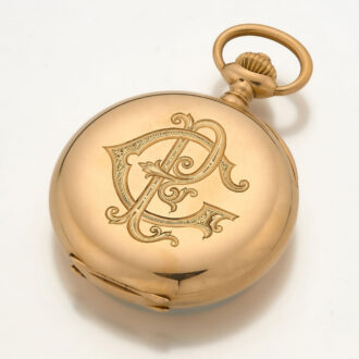 Swiss gold watch with chronograph and counter Circa 1915