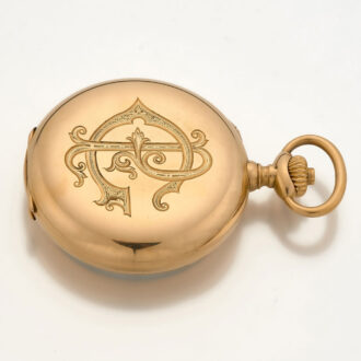 Swiss gold watch with chronograph and counter Circa 1915