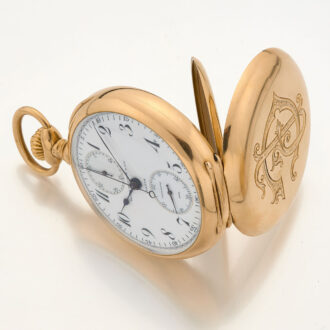 Swiss gold watch with chronograph and counter Circa 1915