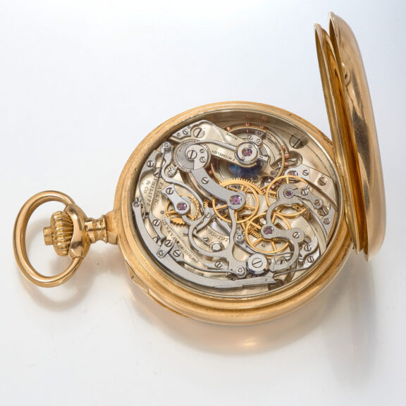 Swiss gold watch with chronograph and counter Circa 1915 Swiss gold watch with chronograph and counter Circa 1915