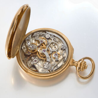 Swiss gold watch with chronograph and counter Circa 1915