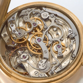 Swiss gold watch with chronograph and counter Circa 1915