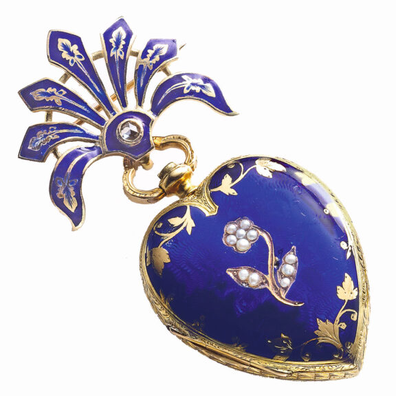 Swiss gold and enamel heart form watch Circa 1850