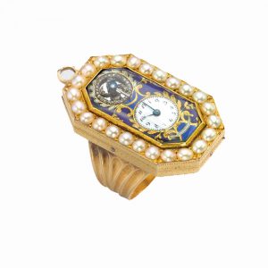 Swiss gold ring watch with musical movement Circa 1810