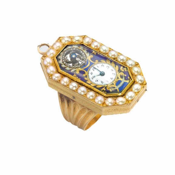 Swiss gold ring watch with musical movement Circa 1810