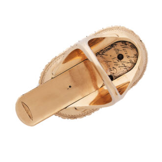 Swiss gold, enamel and pearl set oval ring watch Circa 1810