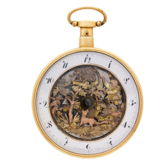 Swiss 18K gold quarter repeating automaton watch Circa 1820