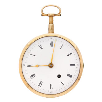 Swiss 18K gold and enamel automaton verge watch Circa 1810