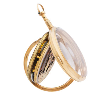 Swiss 18K gold and enamel automaton verge watch Circa 1810