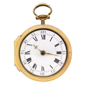 English Gilt metal and painted enamel pair cased watch Circa 1790