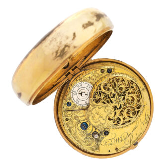 English Gilt metal and painted enamel pair cased watch Circa 1790