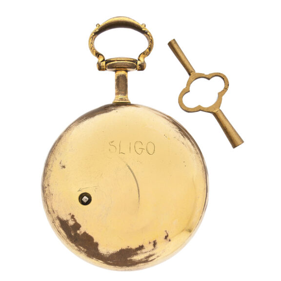 English Gilt metal and painted enamel pair cased watch Circa 1790 English Gilt metal and painted enamel pair cased watch Circa 1790