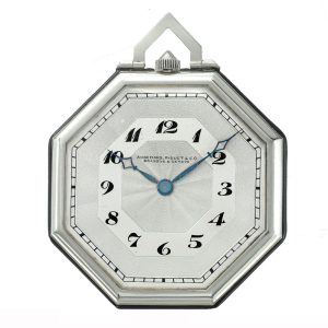 Swiss white gold open faced keyless pocket watch Circa 1940