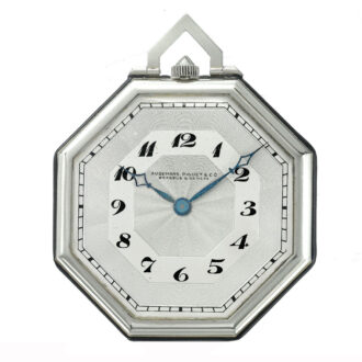Swiss white gold open faced keyless pocket watch Circa 1940