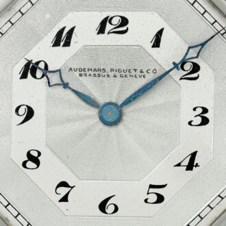 Swiss white gold open faced keyless pocket watch Circa 1940