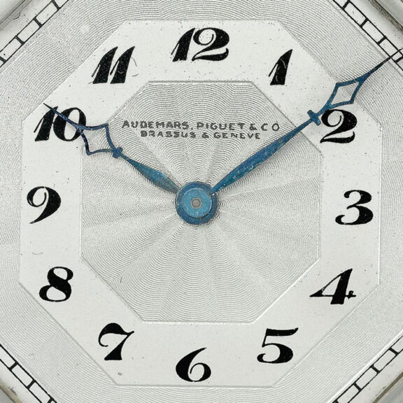 Swiss white gold open faced keyless pocket watch Circa 1940 Swiss white gold open faced keyless pocket watch Circa 1940