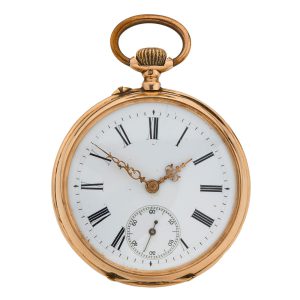 Swiss 14 carat gold open faced lever pocket watch Circa 1880