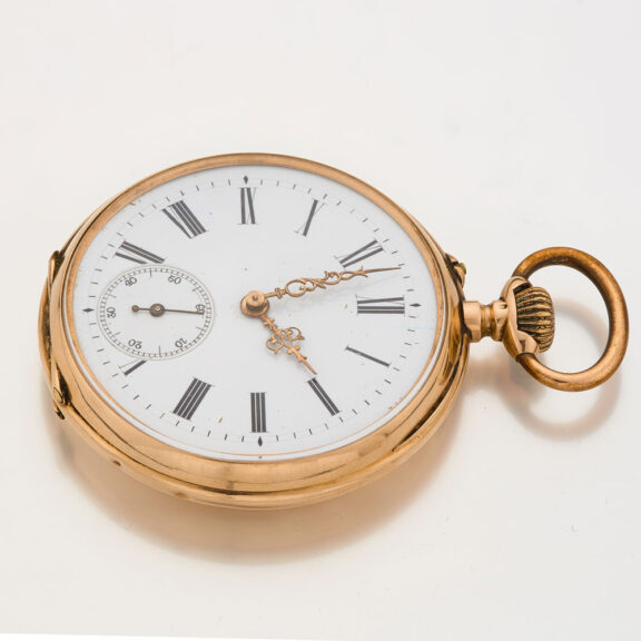 Swiss 14 carat gold open faced lever pocket watch Circa 1880 Swiss 14 carat gold open faced lever pocket watch Circa 1880