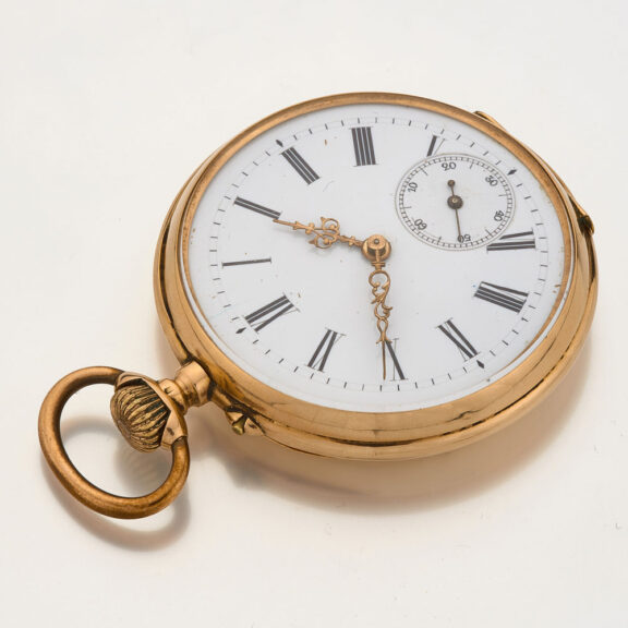 Swiss 14 carat gold open faced lever pocket watch Circa 1880 Swiss 14 carat gold open faced lever pocket watch Circa 1880