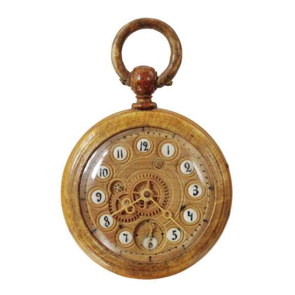 Russian boxwood open faced cylinder pocket watch Circa 1860