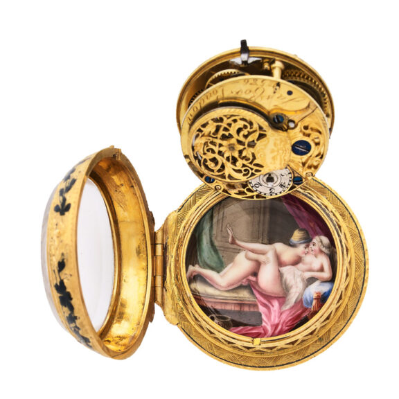 Early English 18K gold and enamel erotic watch Circa 1750 Early English 18K gold and enamel erotic watch Circa 1750